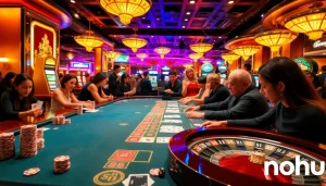 Nohu provides an exhilarating casino experience with excited players at the roulette table.