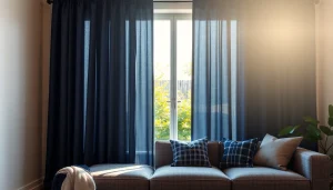 Verduisterende gordijnen in een sfeervolle woonkamer, bieden optimale verduistering en comfort.