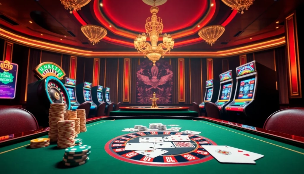 Experience thrilling gameplay at u888 com with vibrant casino visuals featuring poker chips and roulette.