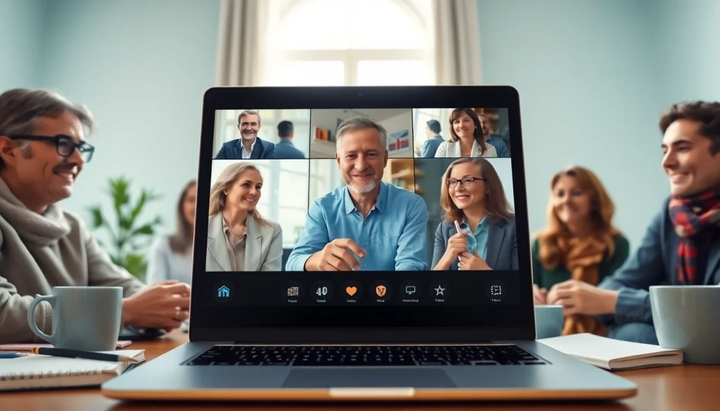 明るい環境で多様な参加者とともに行われる、ビズメイツ お試しの魅力的なオンライン英語レッスン。