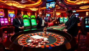 Players celebrate their wins at the luxurious gambling scene at https://lc88.jpn.com/, showcasing excitement and high-stakes action.