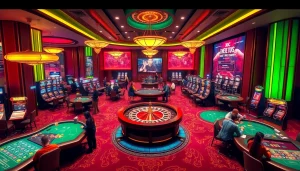 Xôi Xoài TV gaming scene with poker tables, vibrant lighting, and esports action.