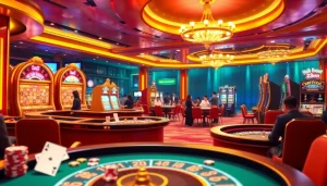 Engaged players at nhà cái 32win enjoying a thrilling casino experience with vibrant gaming elements.