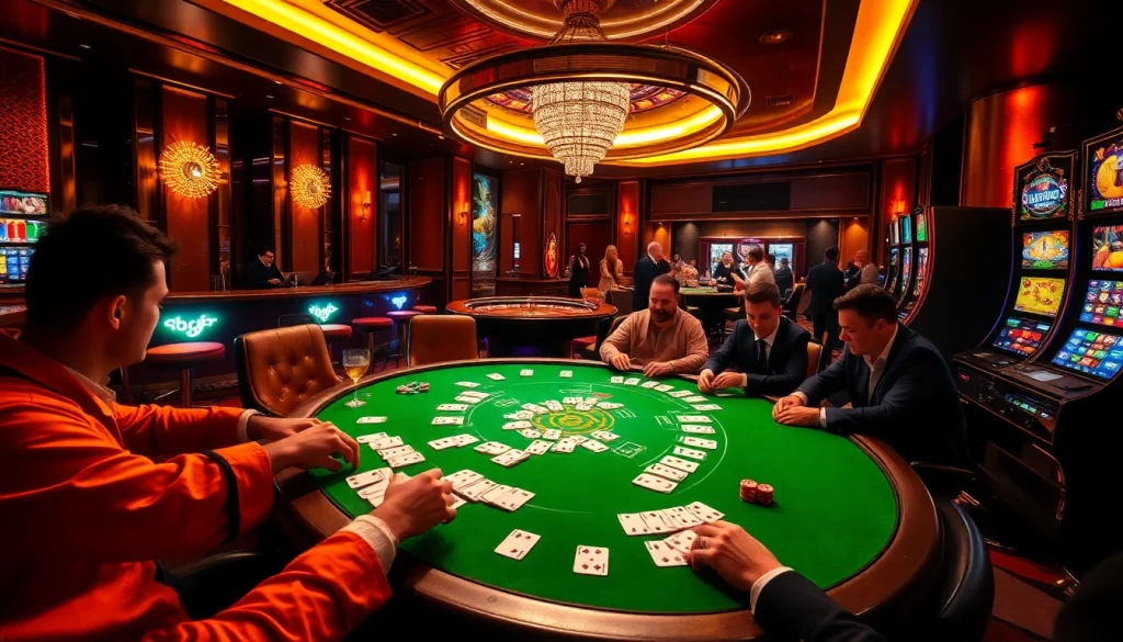 Experience the thrill of gambling at https://789f.living/ with luxurious casino visuals featuring vibrant poker games.