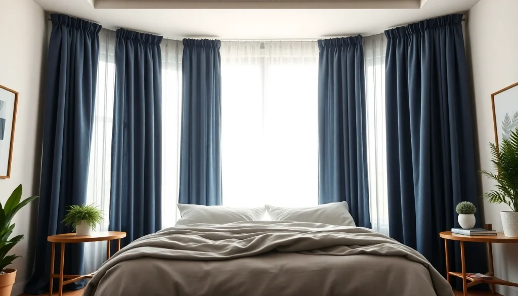 Verduisterende gordijnen in een stijlvol slaapkamerinterieur met natuurlijke verlichting