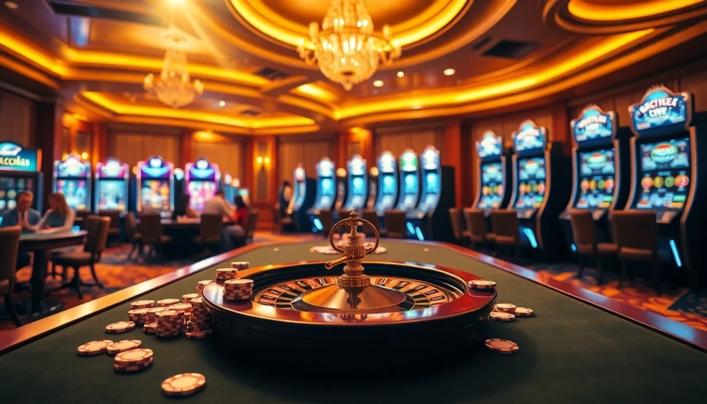Experience the thrill of the onicplay casino with poker chips and roulette excitement.