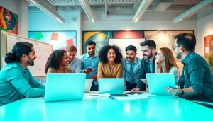 Team collaborating at a Marketing Agency, showcasing creativity and strategic planning.