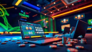 Lingkungan permainan online Togelsumo dengan warna-warna cerah dan desain yang menarik, menampilkan permainan togel.