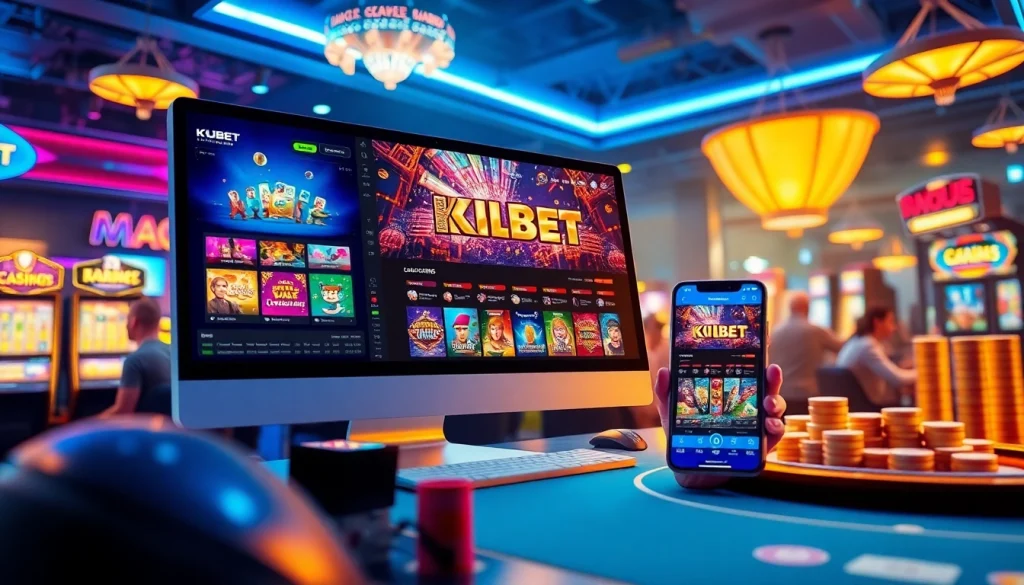 Kubet online casino gaming environment showcasing vibrant slot machines and live dealer action.