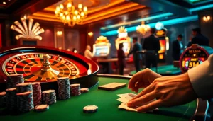 Experience the thrill of BDTK666 while placing bets on vibrant casino tables with chips and roulette.