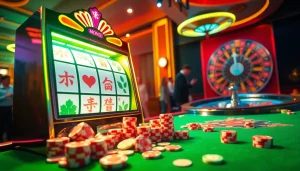 Experience the thrill of mahjong slot demo gameplay with vibrant colors, active players, and casino excitement.