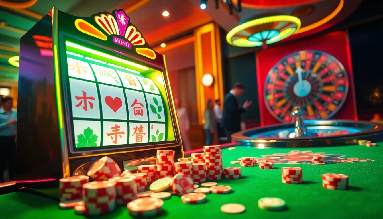 Experience the thrill of mahjong slot demo gameplay with vibrant colors, active players, and casino excitement.