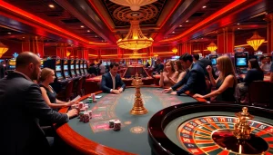 SODO Casino's vibrant gaming table with players enjoying high-stakes action and professional dealers.