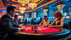 Engage in a thrilling poker game at s8ok.com with colorful chips and an elegant atmosphere.