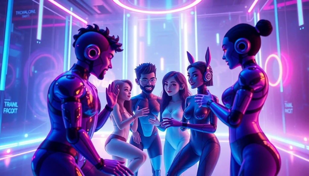 Engaging NSFW character AI interaction in a vibrant digital space.