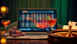 Sbobet betting interface displaying exciting odds with roulette wheel and poker chips.