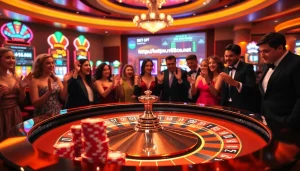 Casino players enjoying a roulette game at https://rr88co.net/ with vibrant atmosphere.
