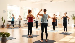 静かなスタジオ環境で、ピラティス おすすめ の技法を強調するピラティスクラスの参加者たち