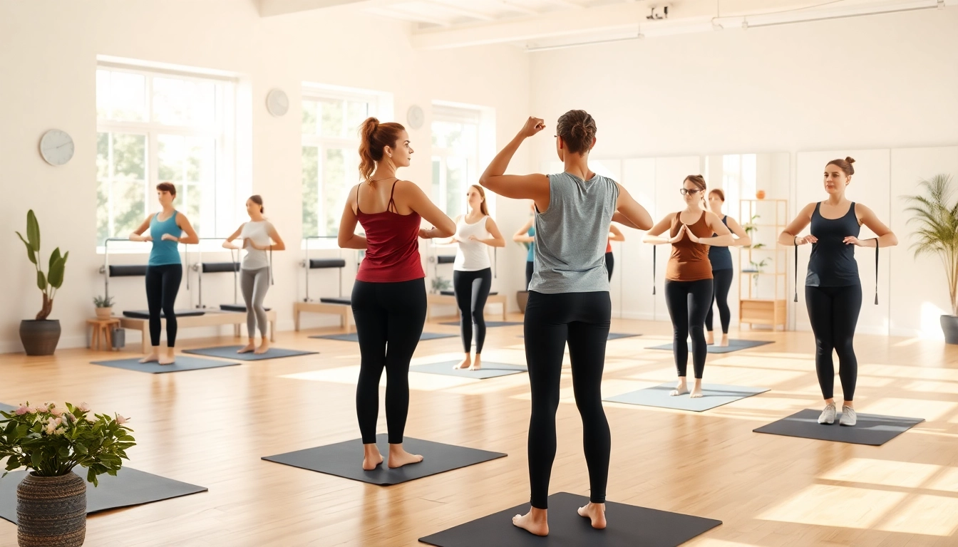 静かなスタジオ環境で、ピラティス おすすめ の技法を強調するピラティスクラスの参加者たち