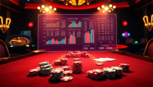 Công Cụ Phân Tích Lô Đề visualizing lottery analysis data amid vibrant casino elements.