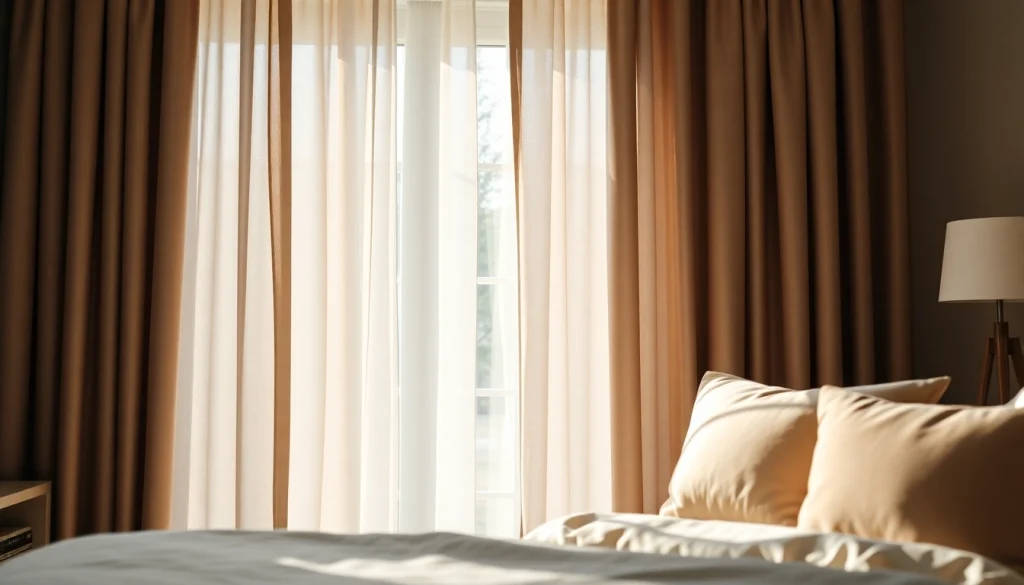 Bekijk verduisterende gordijnen die elegant de slaapkamer verfraaien met een luxe uitstraling.
