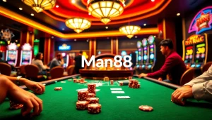 Experience thrilling games at Man88 with vibrant casino tables and intense action.