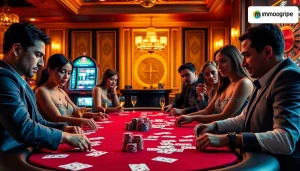 Experience an exciting poker game at https://mmoo.gripe/ with players enjoying chips and cards.