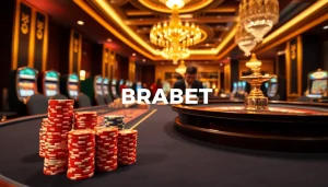 Experience the thrill of BRABET with professionals at an elegant casino table filled with poker chips.
