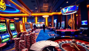 Engaging gamblers at https://33wins.it.com with vibrant casino visuals showing excitement at the poker tables.