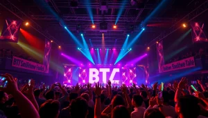 BTS news concert scene energizes fans with vibrant lighting and excitement.