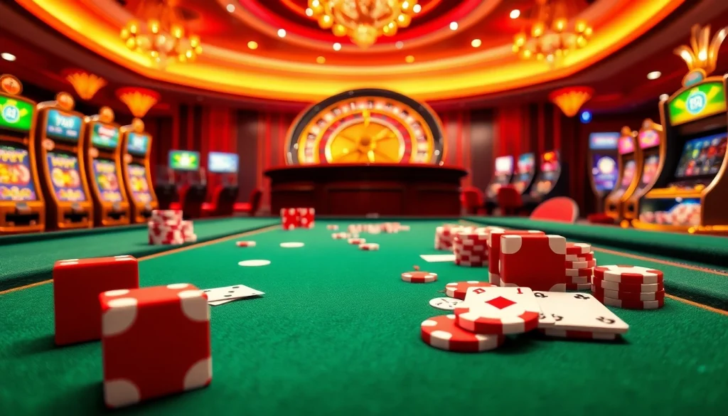 Engaging mm88 online casino interface with vibrant gaming tables and slot machines.