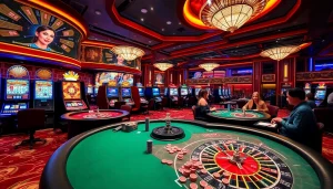 Experience high-stakes gaming at sa88 with vibrant poker tables and thrilling slot machines.