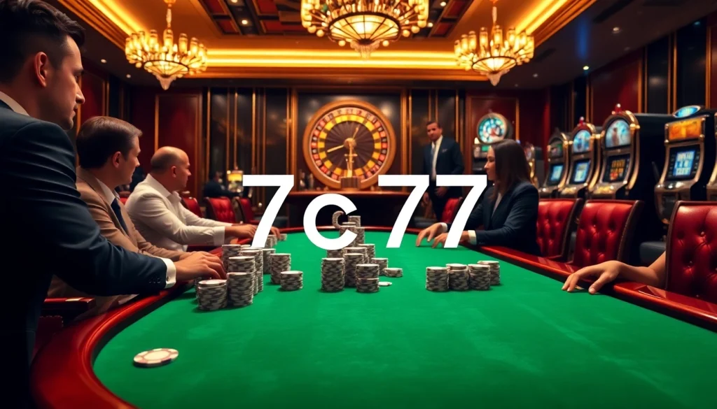Winning strategy at the 7c77 casino table with players enjoying poker and roulette.
