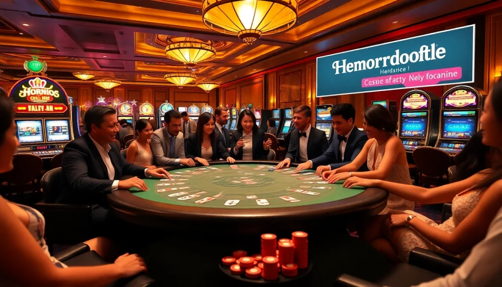 Players enjoy a thrilling poker game in a luxury casino featuring Hemorrhoid cream for discreet health solutions.