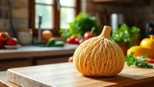 Clean a kitchen loofah effectively while showcasing its natural texture in a vibrant environment.