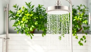 Transform your bathing experience with sunny shower USA, featuring a luxurious rain shower in a serene bathroom.