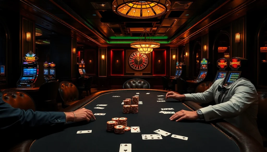 Engaging players at a poker table in a luxurious underground casino inspired by hidden wiki onion.