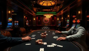 Engaging players at a poker table in a luxurious underground casino inspired by hidden wiki onion.