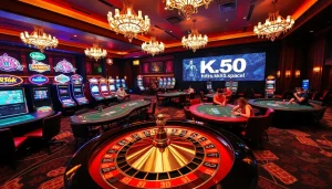 Experience the thrill of online gaming at https://kk55.space/, featuring vibrant casino visuals.