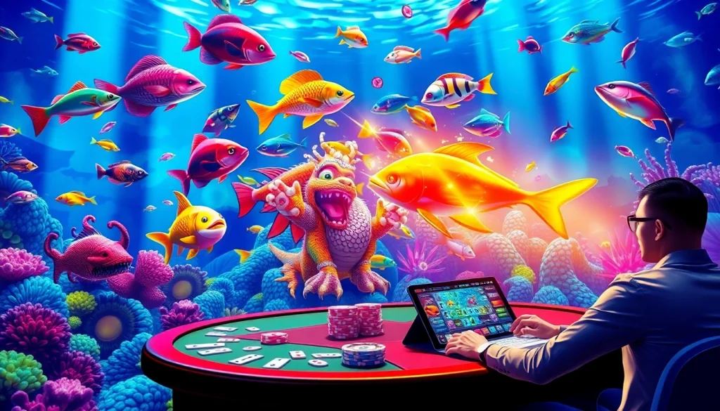 Shooting fish in bắn cá đổi thưởng game with vibrant 3D graphics and exciting casino atmosphere