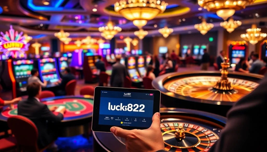 Exciting casino experience at https://luck882.co.com/ with players enjoying blackjack and slot machines.