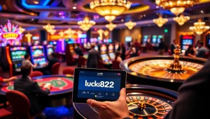 Exciting casino experience at https://luck882.co.com/ with players enjoying blackjack and slot machines.