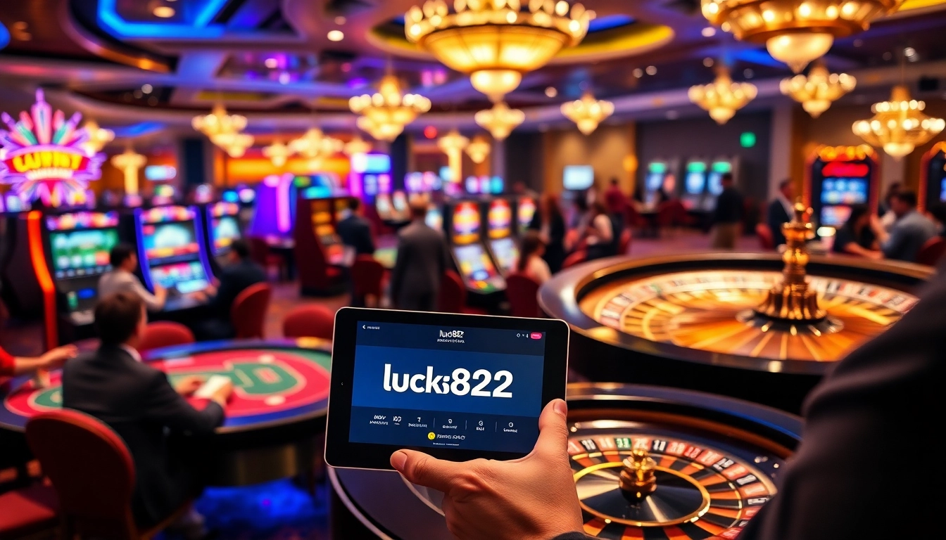 Exciting casino experience at https://luck882.co.com/ with players enjoying blackjack and slot machines.