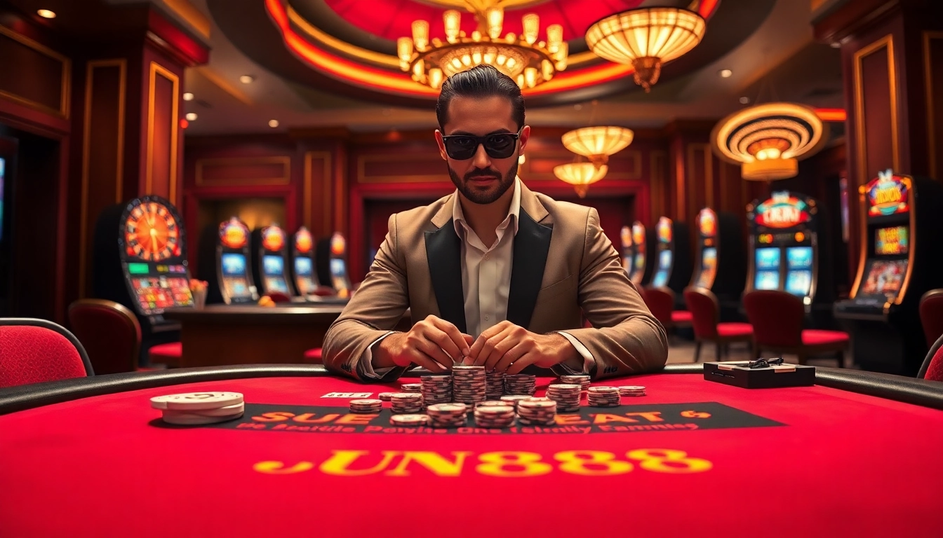 Winning at Jun88 poker with vibrant table setup, cards, and casino excitement.