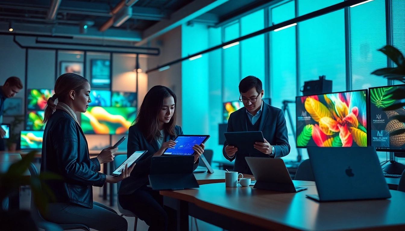 Image to prompt generation in a modern workspace with diverse professionals collaborating.