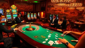 Rasakan sensasi meraih kemenangan di jmacdonaldphoto.com dengan visual kasino yang hidup yang menampilkan roulette dan mesin slot.