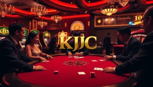 KJC players enjoying an engaging poker game in a luxurious casino setting.