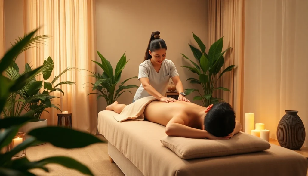 차분한 가정 환경에서 부드러운 조명과 편안한 장식으로 수원출장마사지를 제공하는 전문 마사지 치료사의 모습.