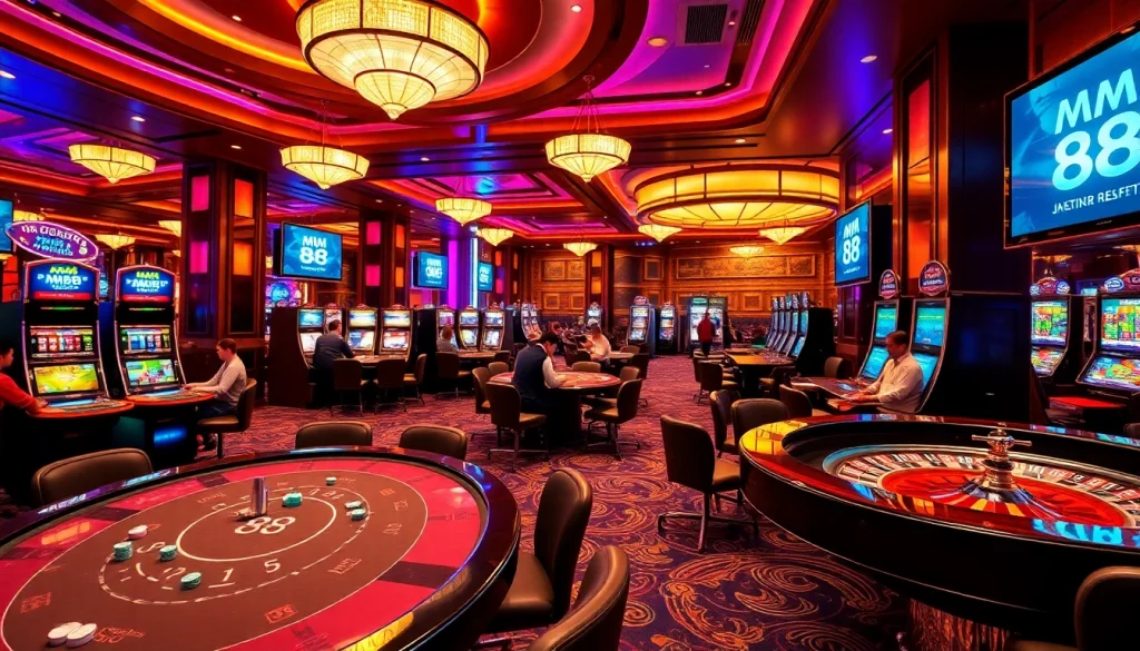 Experience the thrill of gaming at MM 88's luxurious casino environment.