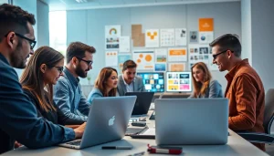 Team of professionals at a web design company Essex showcasing collaborative creativity.